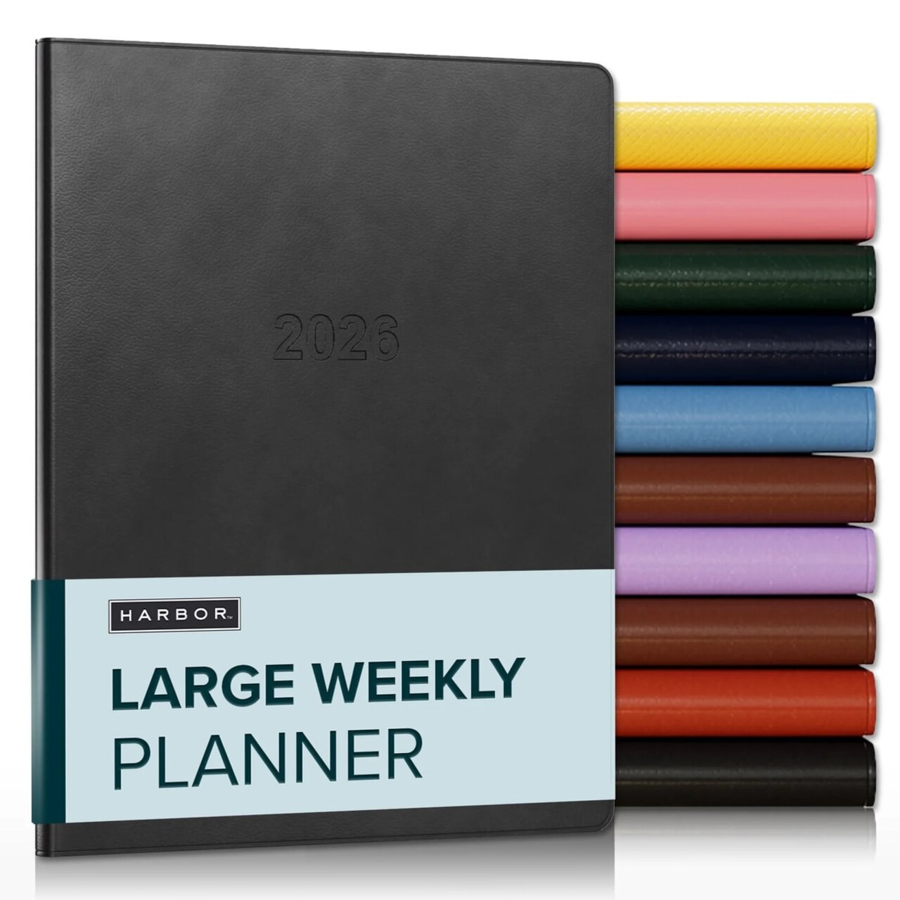 Harbor Large Weekly and Monthly Planner 2026 - Calendar Planner and Notebook, Durable Faux Leather, 192 Pages, Softcover & Book Bound - 9.75 x 7.5 "